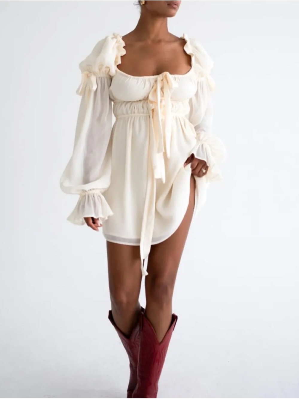 Rumored Macbeth Cream Mini Dress NWT - Picture 2 of 11